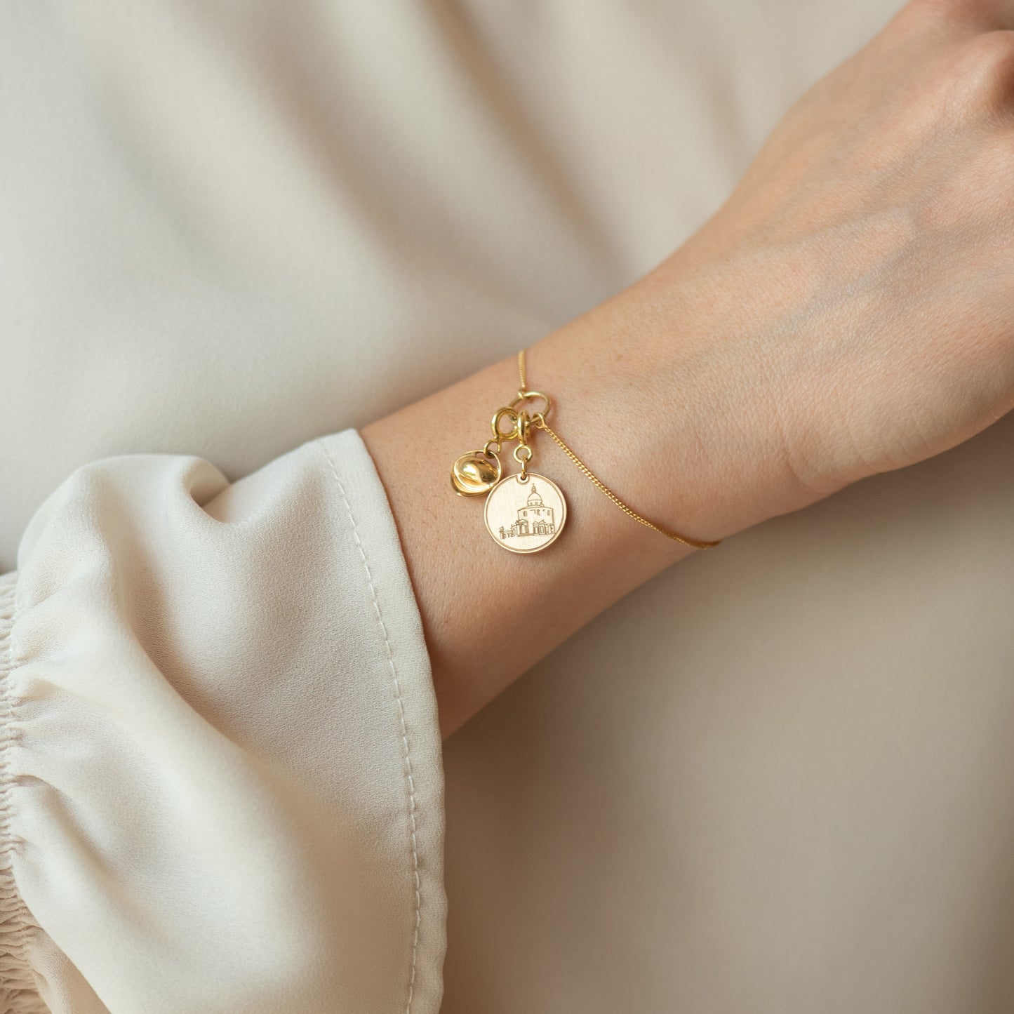 Bracciale con ciondoli tortellino e San Luca Bologna