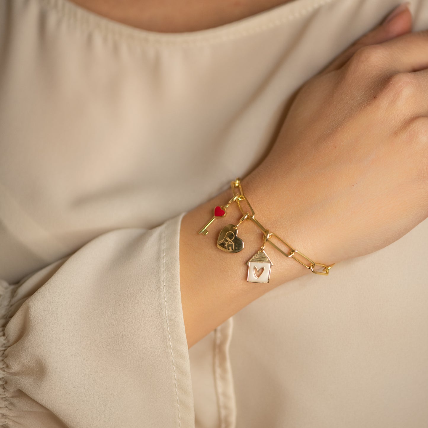 Charm Chiave di Casa Placcato Oro